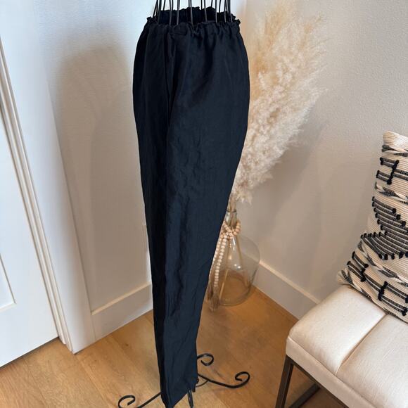 TOTEME Black Stretch Linen Slacks Wide Leg Elastic Waist Pant- 32 EU /0 US - Picture 2 of 11